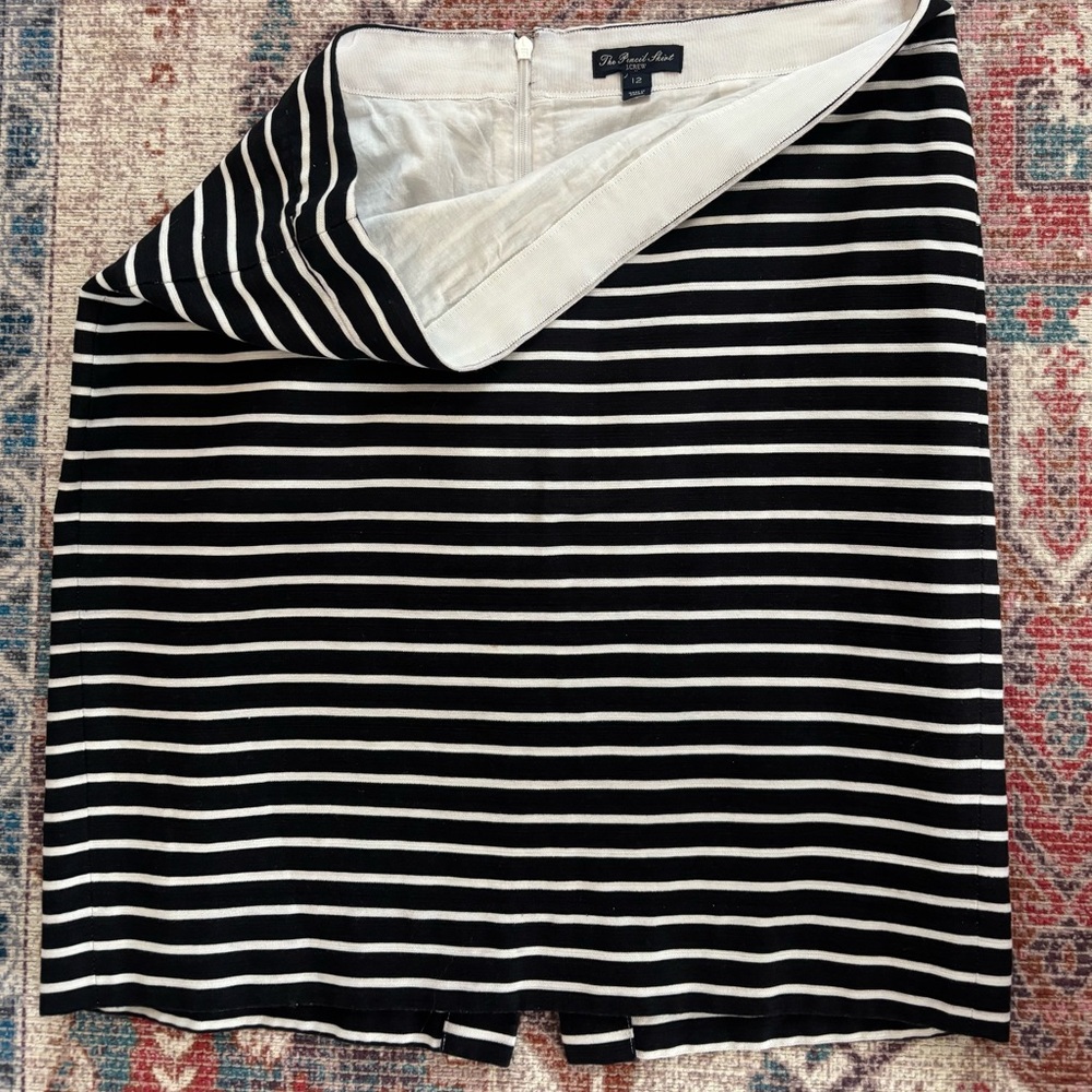 J. Crew Classic Black and White Striped Pencil Skirt